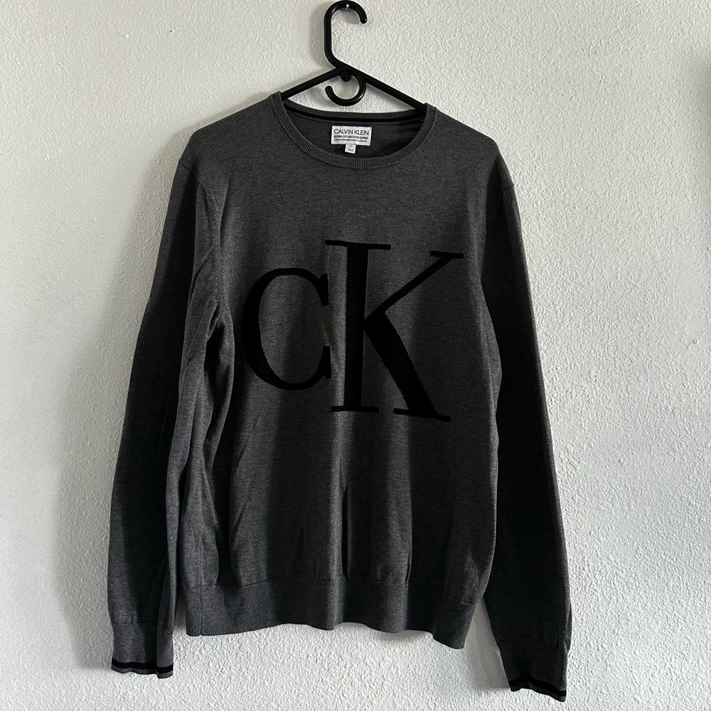 Calvin Klein Gray Crewneck Sweater with Logo